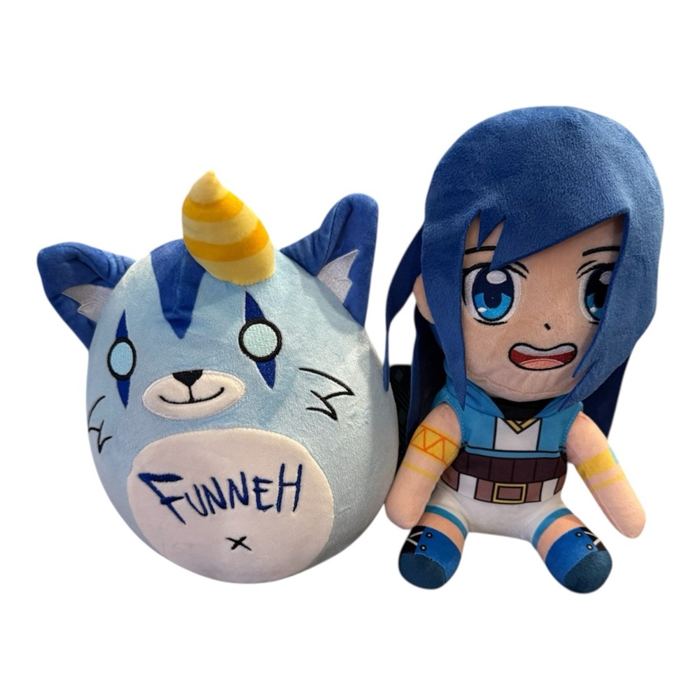 It’s Funneh Funneh The Krew Plush Anime Doll Blue Hair 10"  Fox RARE Plushie Set